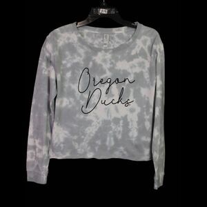 SUMMIT LAUREN TIE DYE CROPPED LONG SLEEVE TEE OREGON DUCKS SZ M NWT